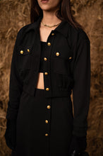 Black Crop Jacket And Skirt Set