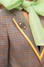 PLAID COAT WITH NEON TIPPING